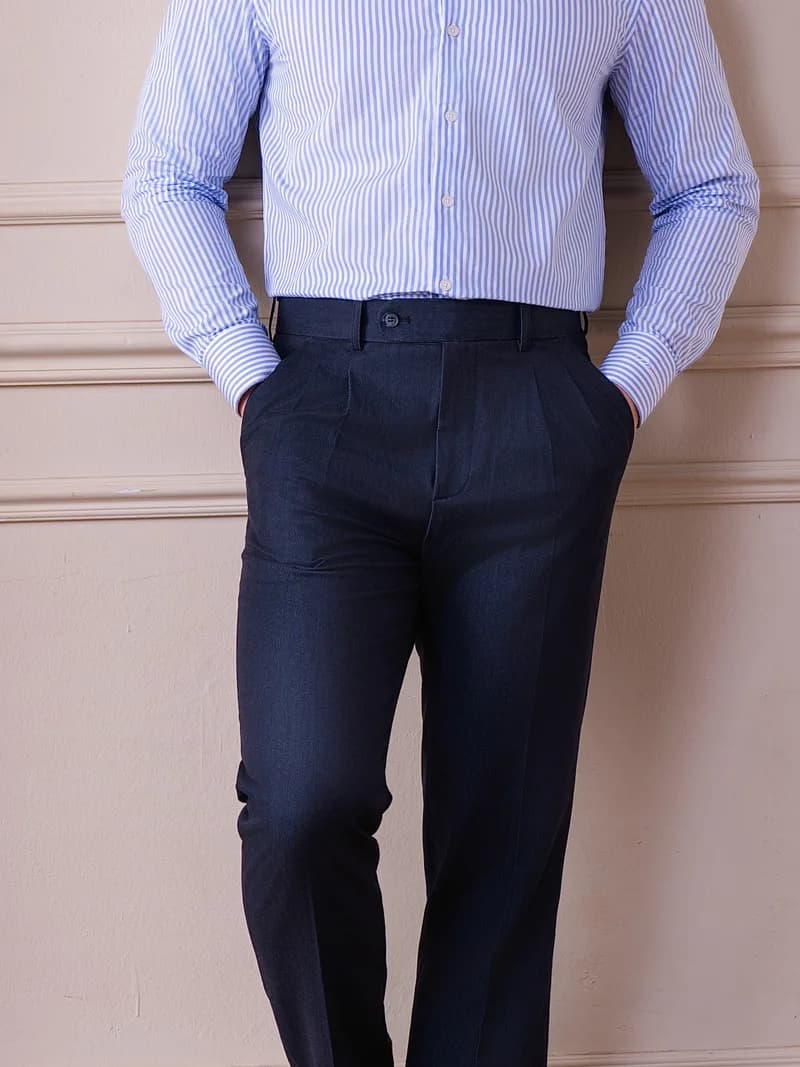 Quần âu navy xếp ly REMMY