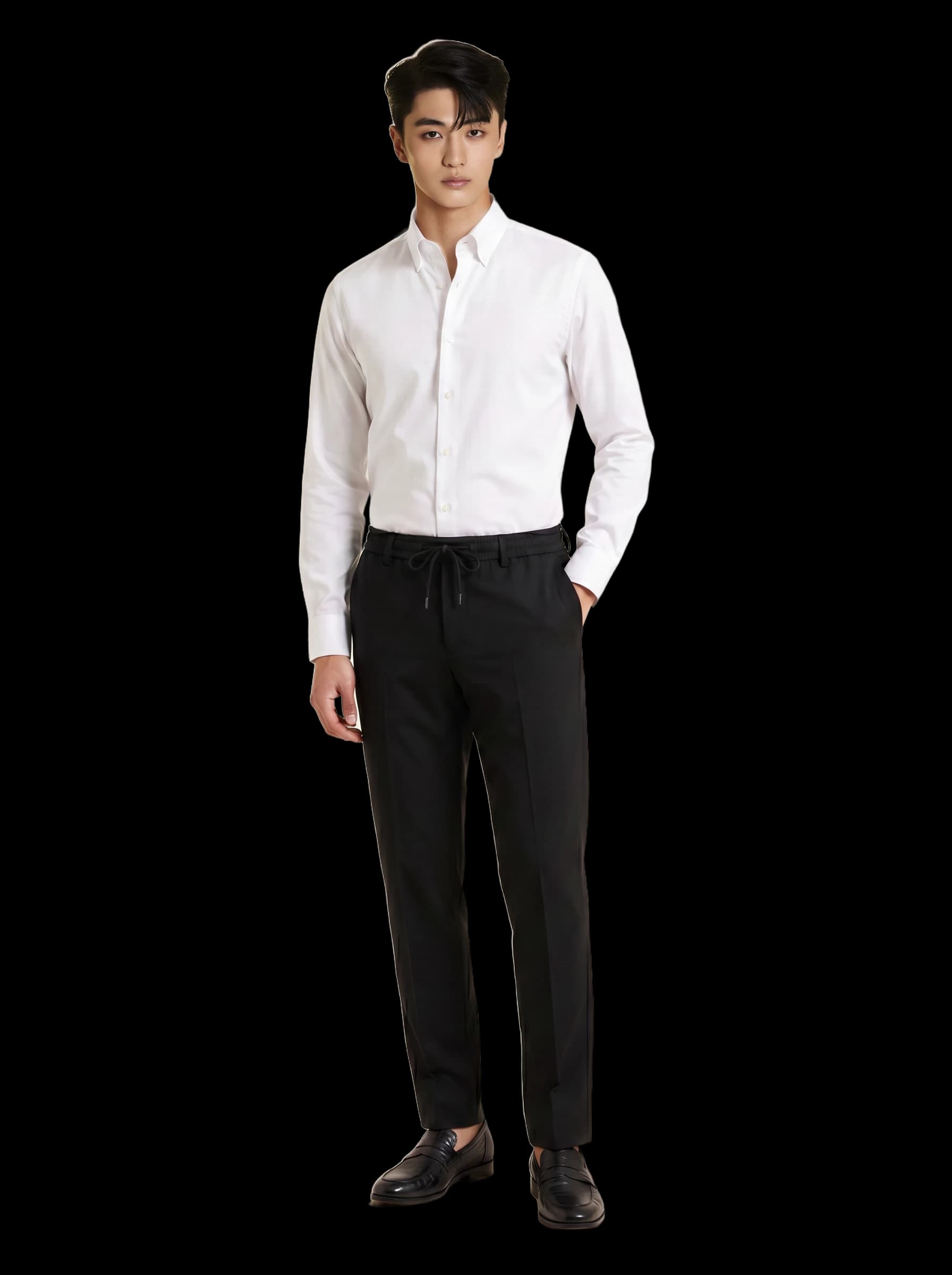 SM regular fit dài tay, màu trắng, cổ buttondown #1166