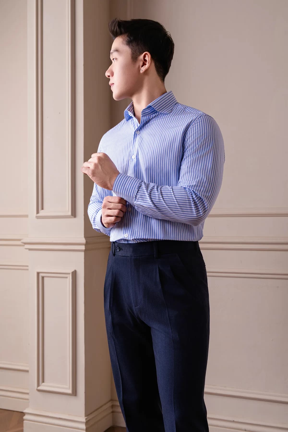 Sơ mi Kẻ Royal Blue — ảnh chính, Lookbook Sơ mi mới về REMMY