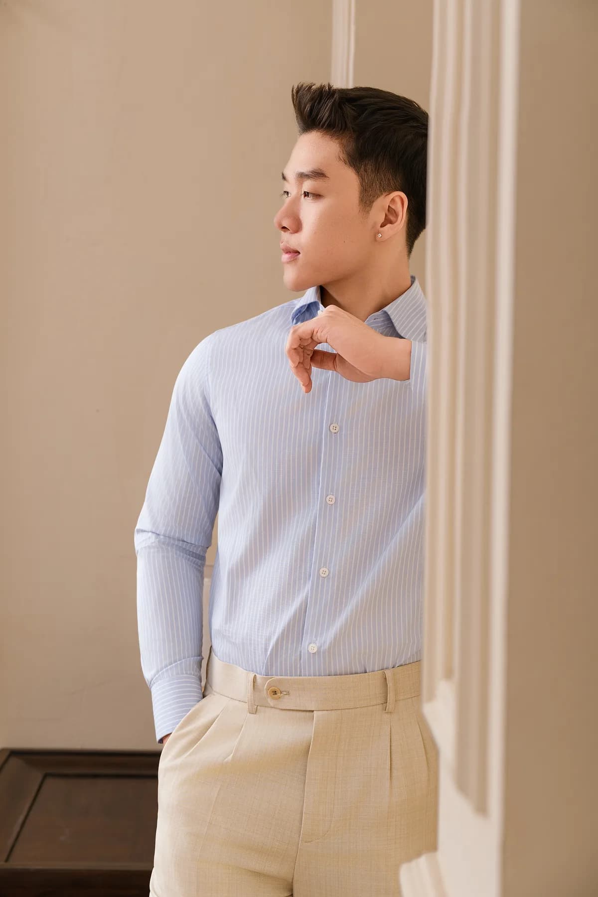 Sơ mi Kẻ xanh mảnh — ảnh chính, Lookbook Sơ mi mới về REMMY